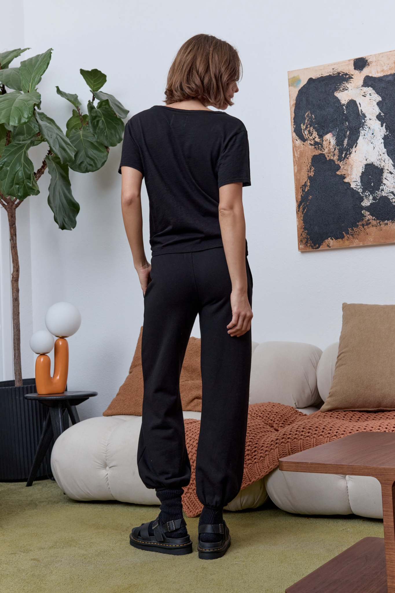 Layla Relaxed V Neck Slub Jersey Tee