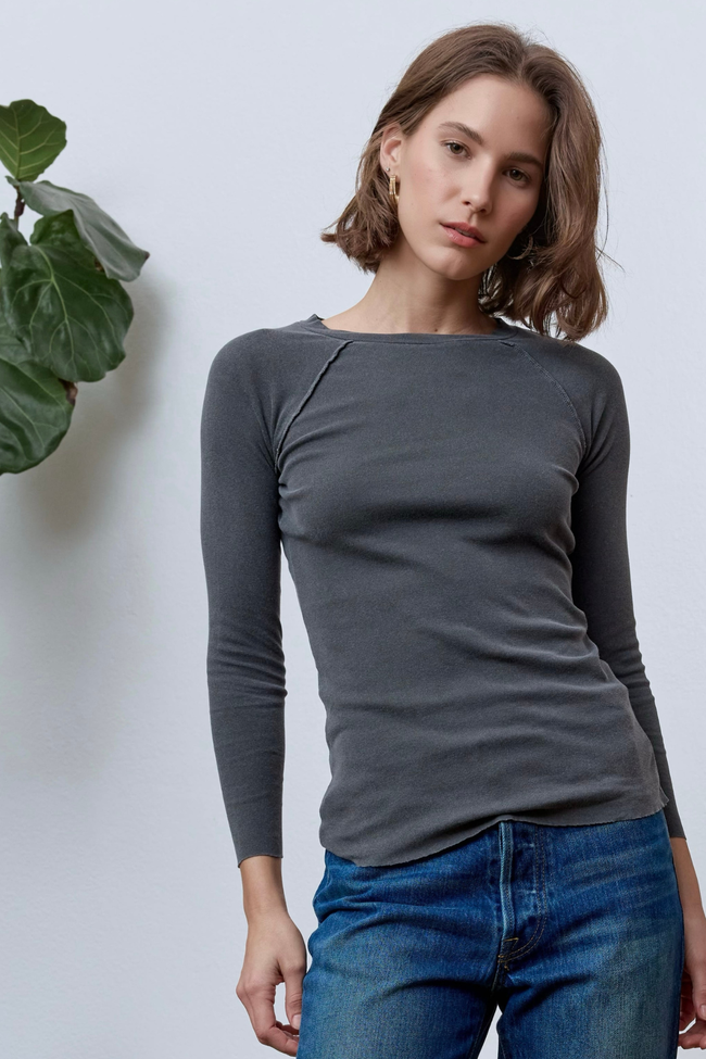 Aria Fitted Baby Rib Raglan Tee Hover Image