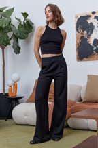 Louis Pleated Wide Leg Cloud Fleece Pant