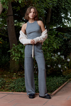 Amaya Fitted Crop Melange Rib Tank