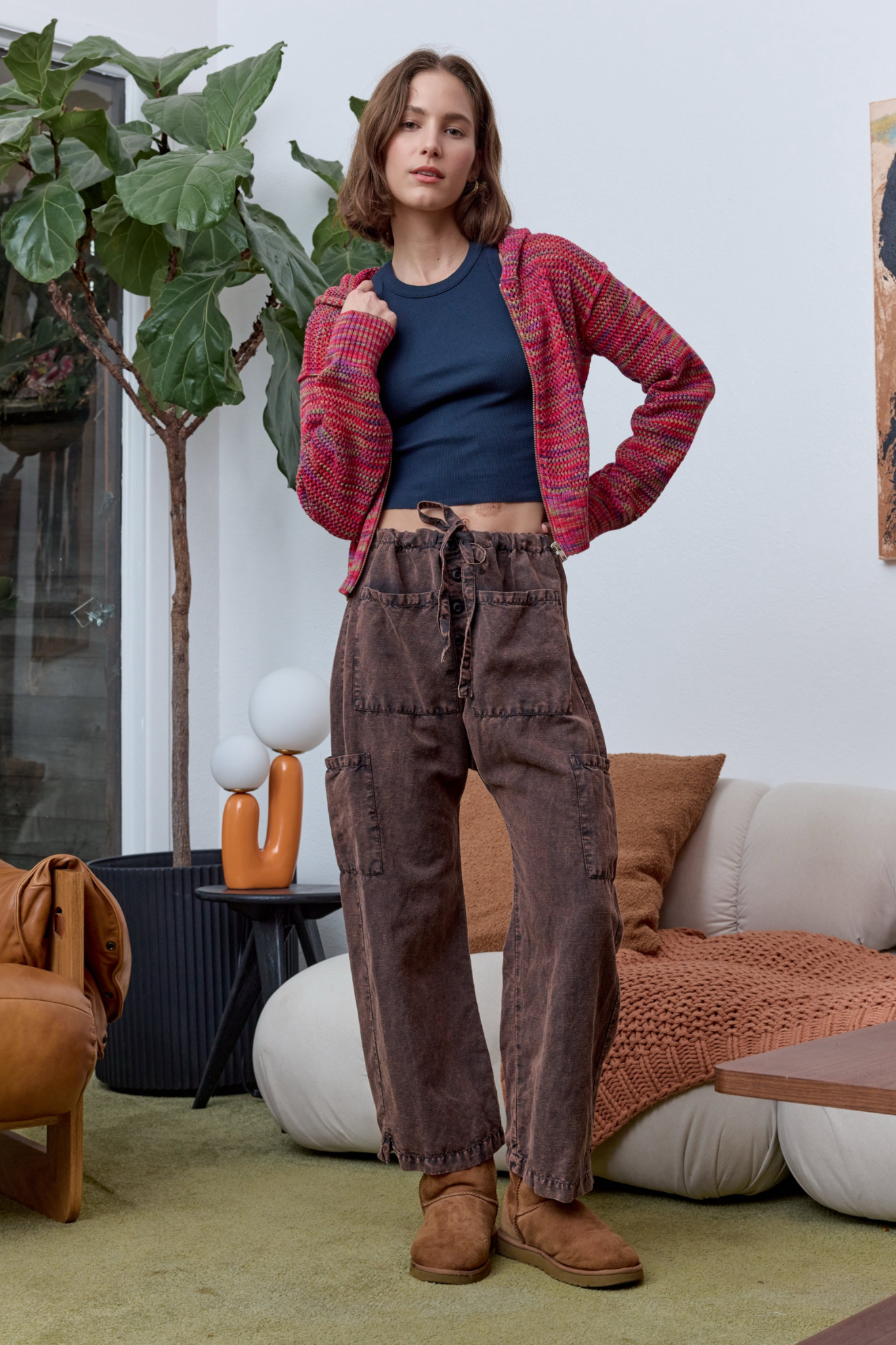 Mills Painted Cotton Zip Hoodie Sweater