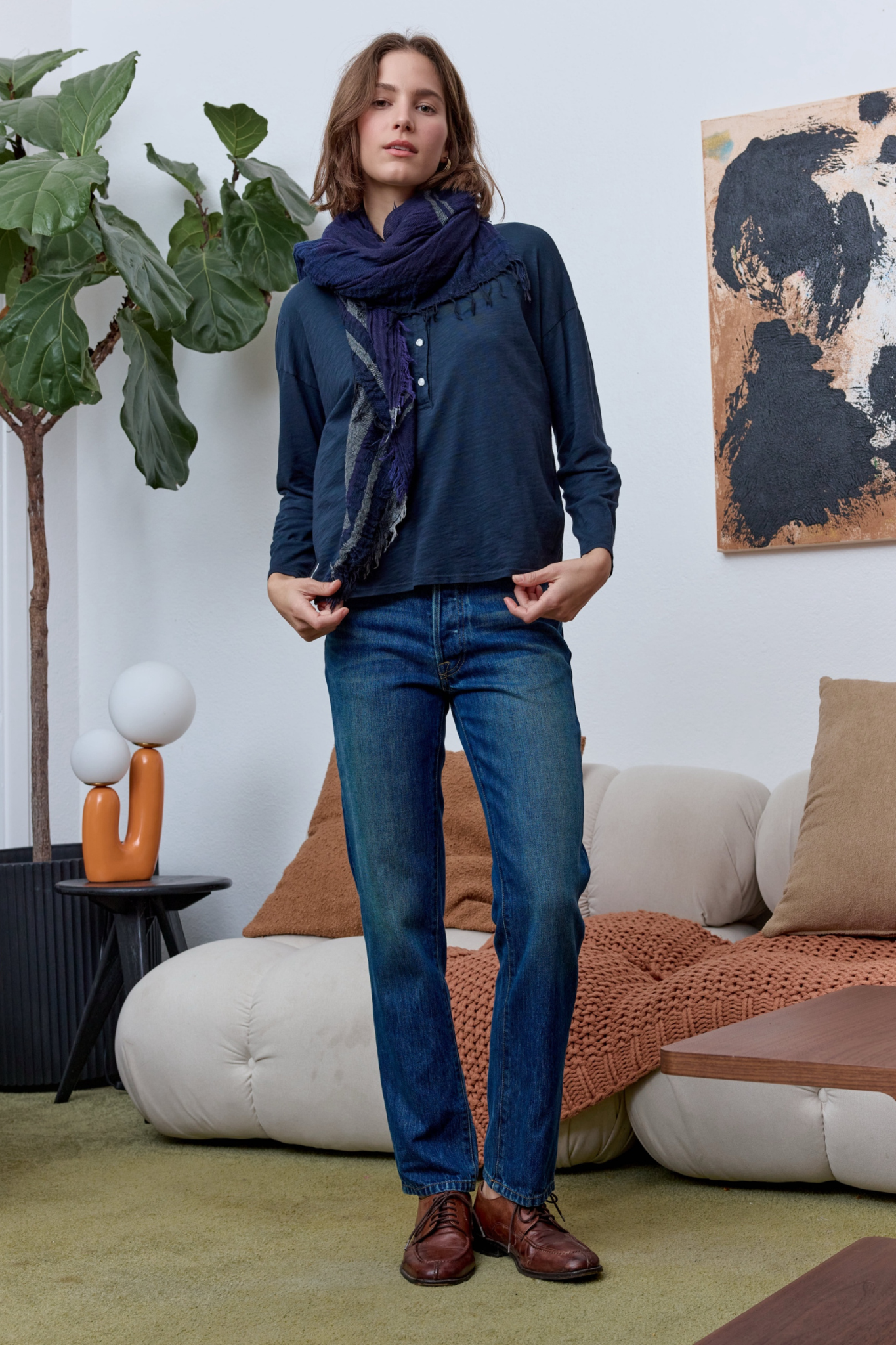 Hazel Boxy Slub Jersey Henley