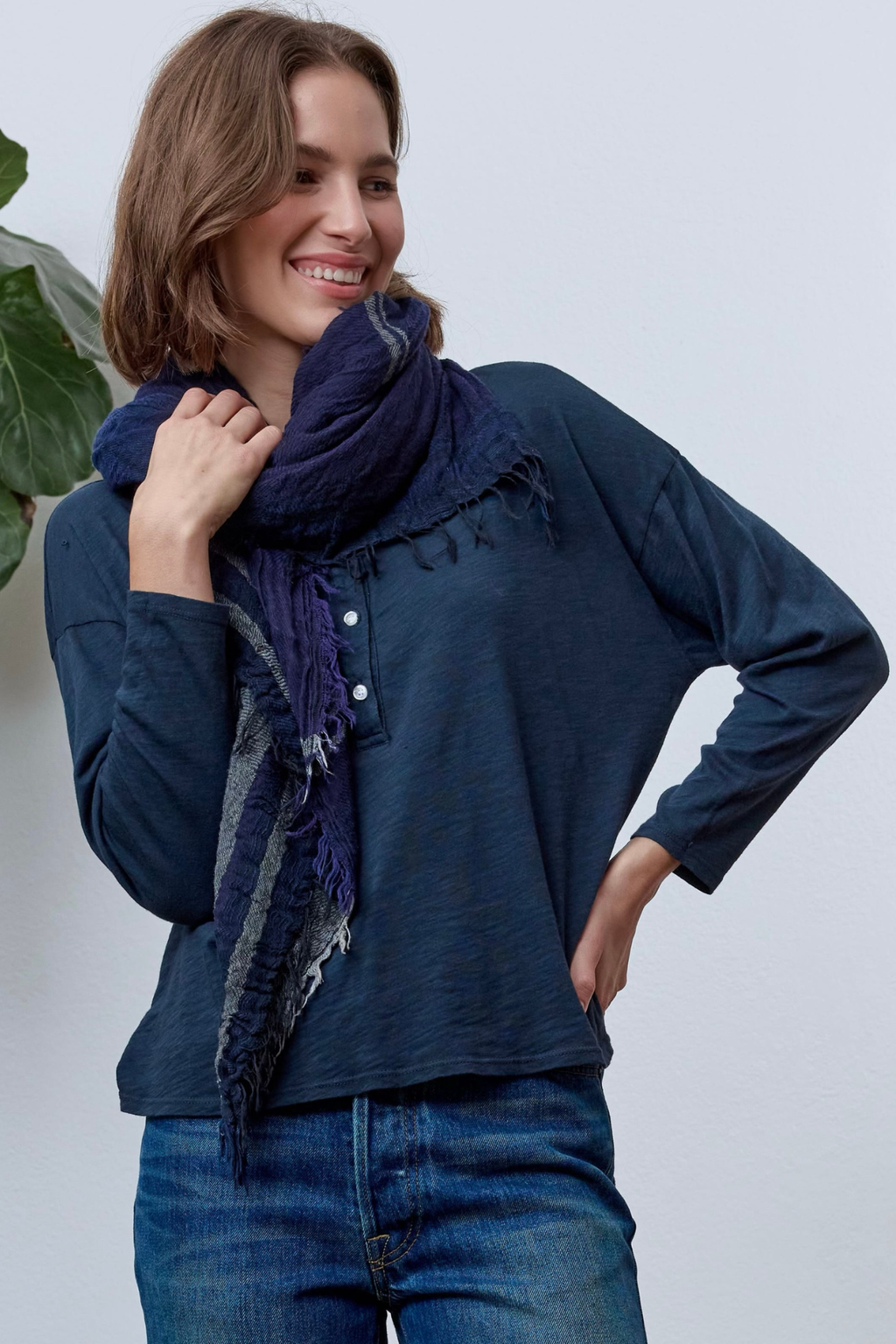 Hazel Boxy Slub Jersey Henley