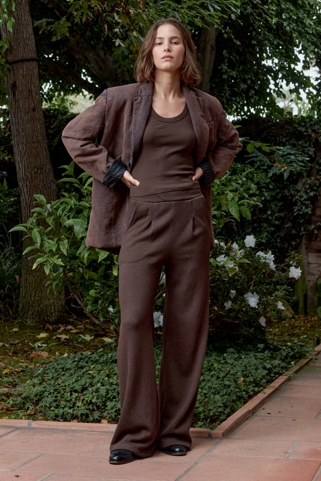 Louis Pleated Wide Leg Cloud Fleece Pant Hover Image