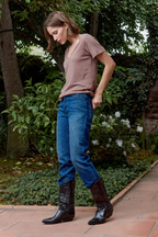 Layla Relaxed V Neck Slub Jersey Tee