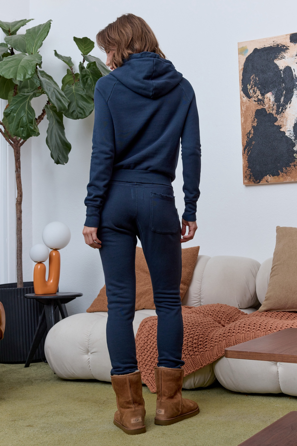 Lisse Fitted Distressed Loop Terry Hoodie