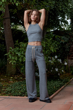 Amaya Fitted Crop Melange Rib Tank