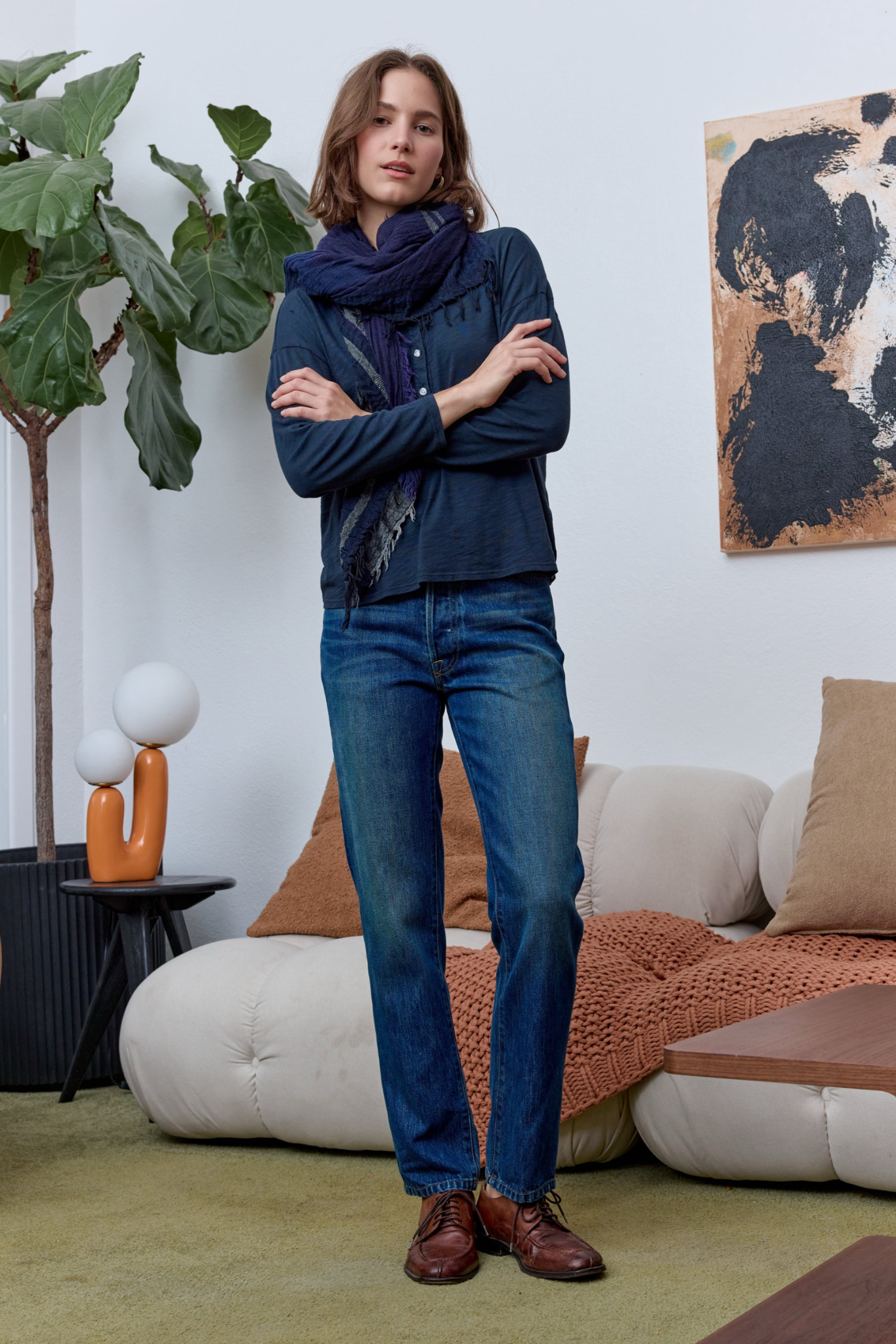 Hazel Boxy Slub Jersey Henley