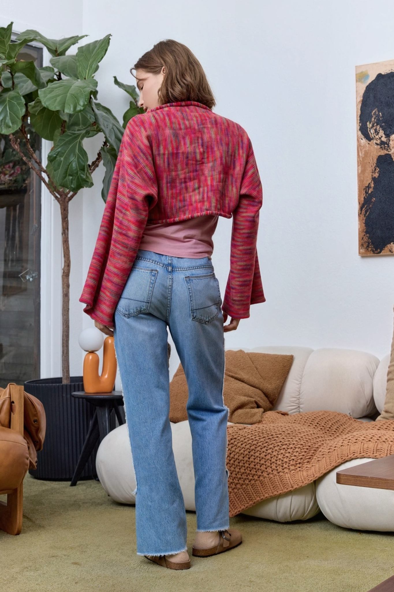 Emma Painted Cotton Shrug Sweater