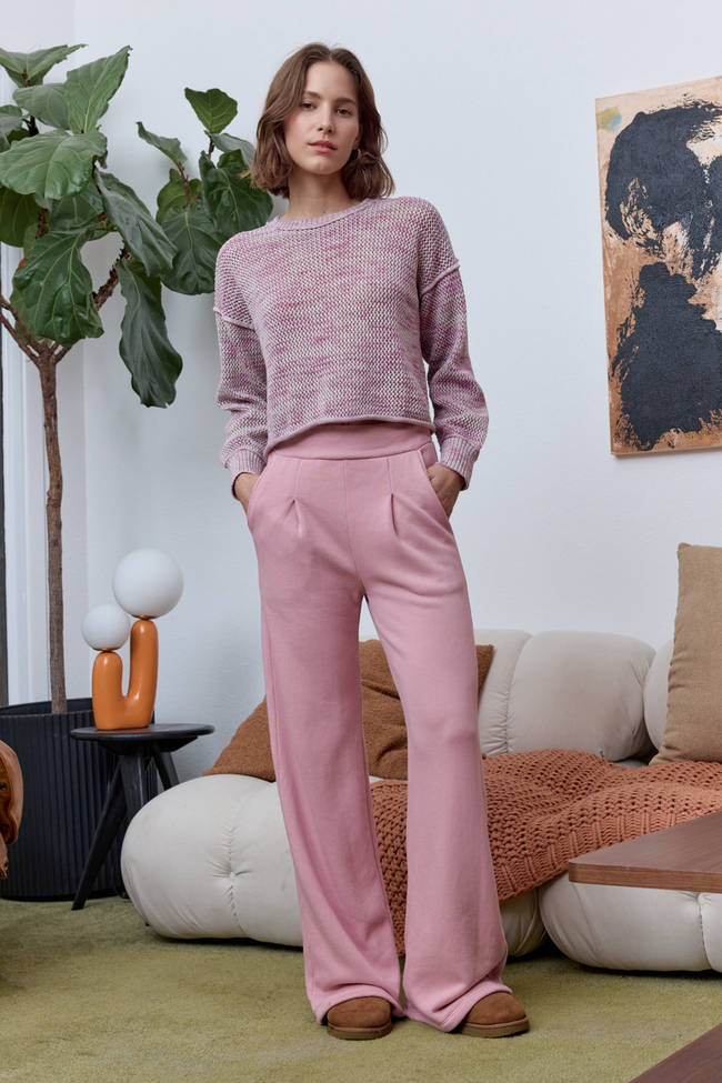 Louis Pleated Wide Leg Cloud Fleece Pant Main Image