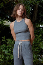 Amaya Fitted Crop Melange Rib Tank