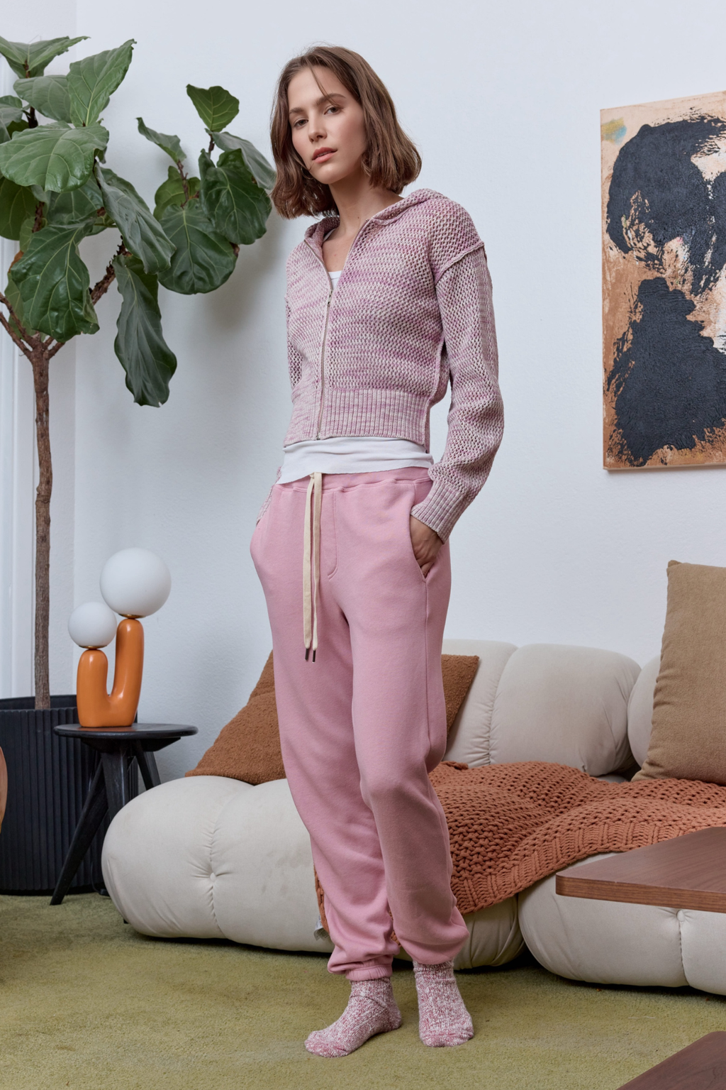 Mills Painted Cotton Zip Hoodie Sweater