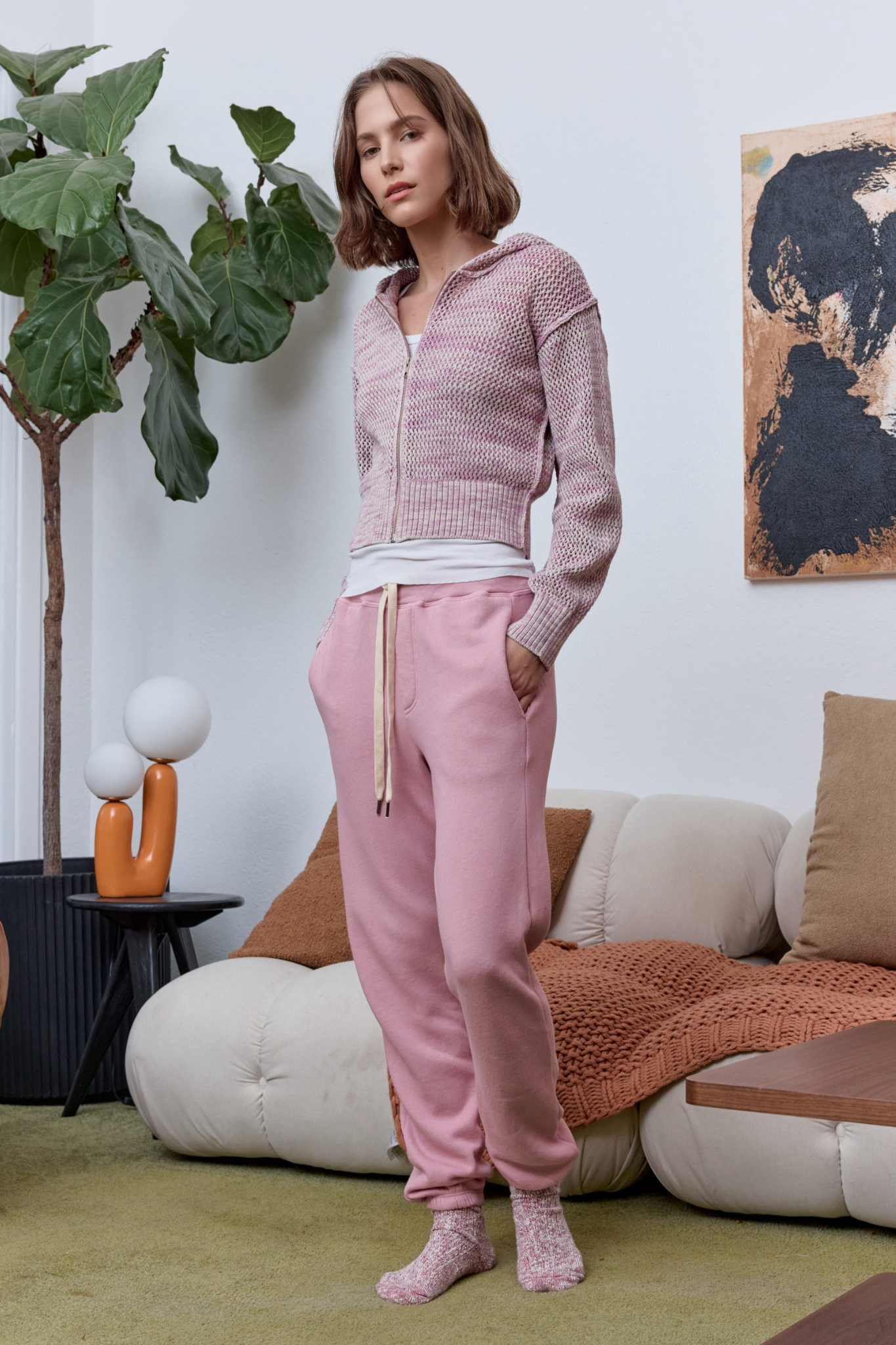 Mills Painted Cotton Zip Hoodie Sweater