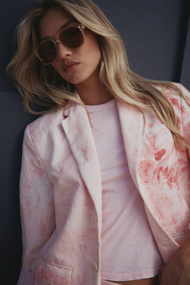 Seville Slouchy Linen Cotton Marbled Blazer Main Image