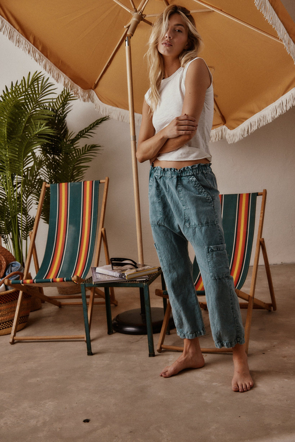 Shailey Paperbag Waist Linen Cotton Pant