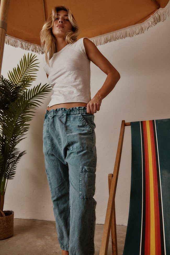 Shailey Paperbag Waist Linen Cotton Pant Hover Image