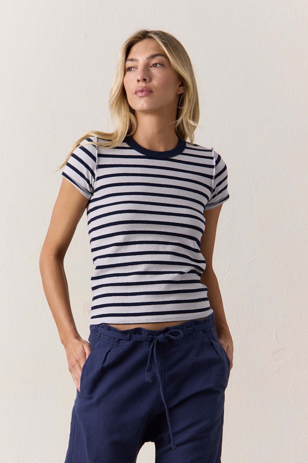Alessi Shrunken Stripe Slub Jersey Tee