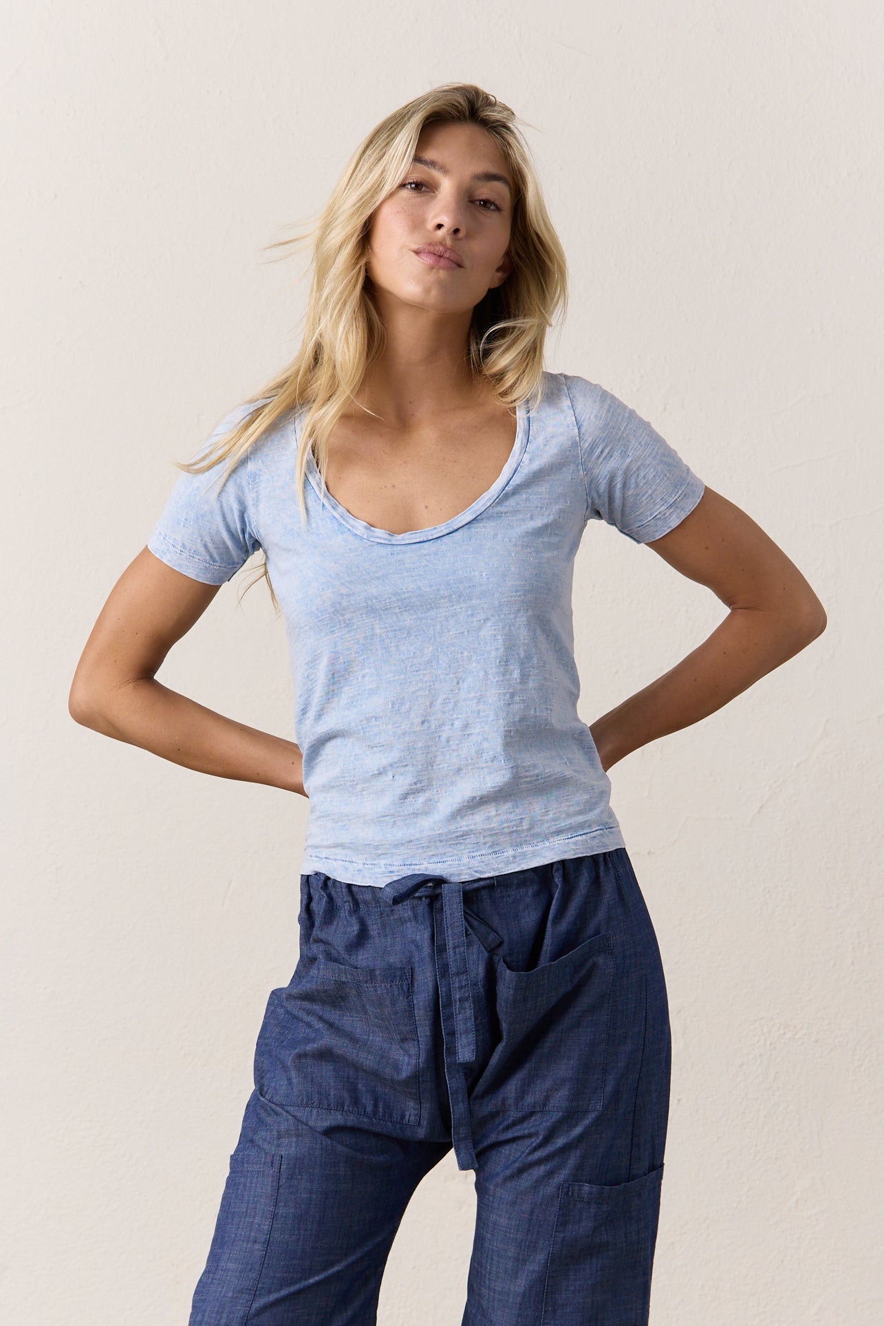 Tally Slim Fit U Neck Slub Jersey Tee