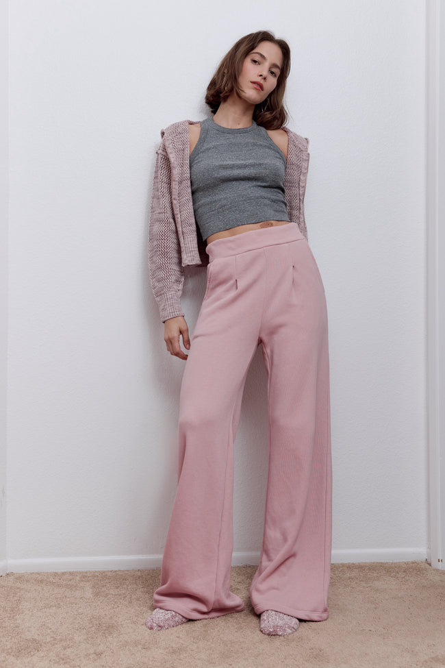 Louis Pleated Wide Leg Cloud Fleece Pant Hover Image