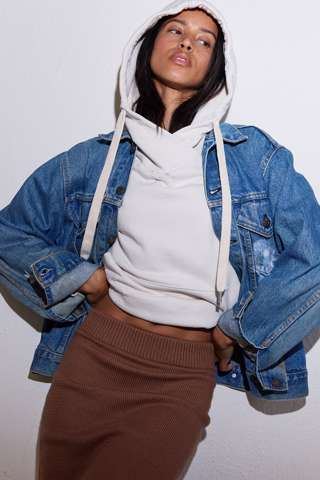 Lisse Torn Fitted Loop Terry Hoodie