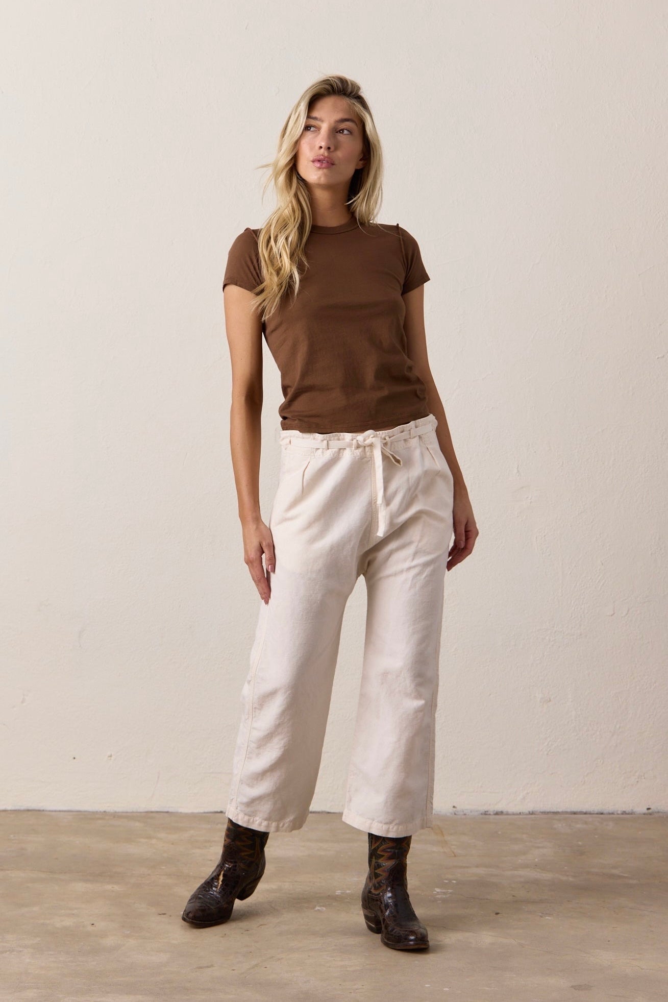 Akari Crop Linen Cotton Tie Pant