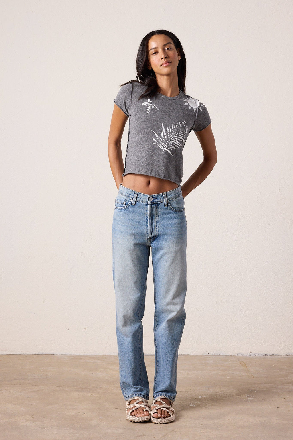 Tara Melange Jersey Surf City Mini Crew Tee