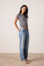 Tara Melange Jersey Surf City Mini Crew Tee