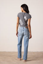 Tara Melange Jersey Surf City Mini Crew Tee