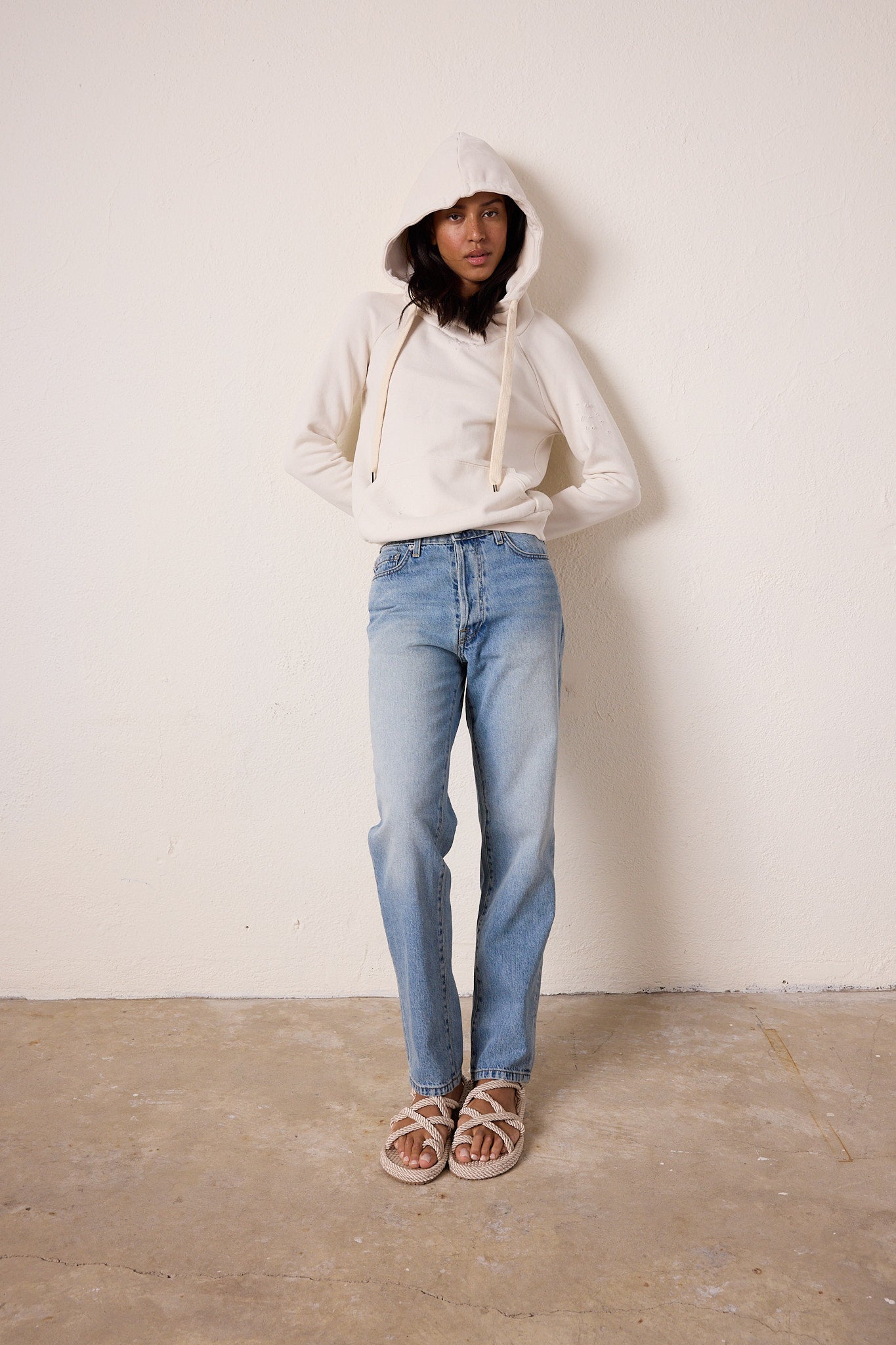 Lisse Torn Fitted Loop Terry Hoodie