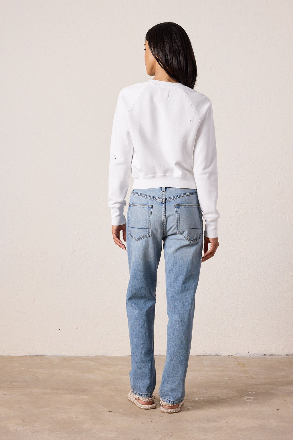 Saguro Chic Torn Loop Terry Sweatshirt