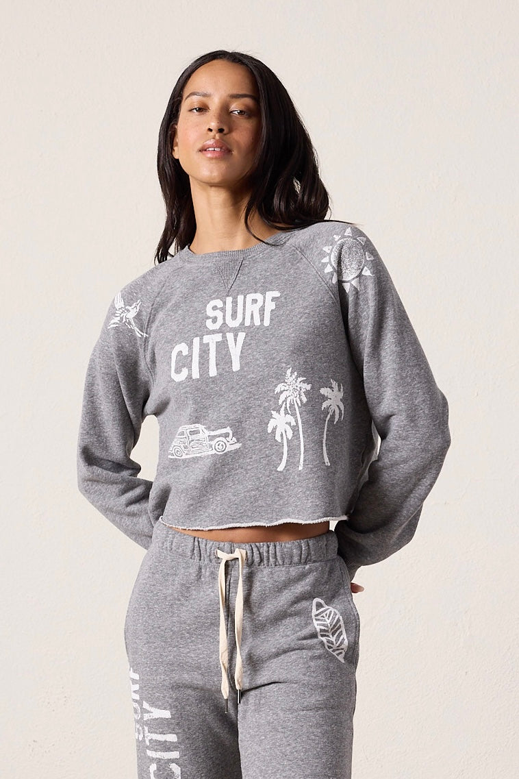 Marco Crop Melange Terry Surf City Sweatshirt