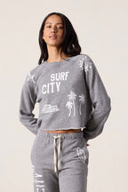Marco Crop Melange Terry Surf City Sweatshirt