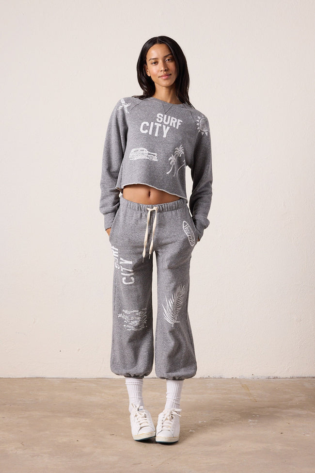 Marco Crop Melange Terry Surf City Sweatshirt Main Image
