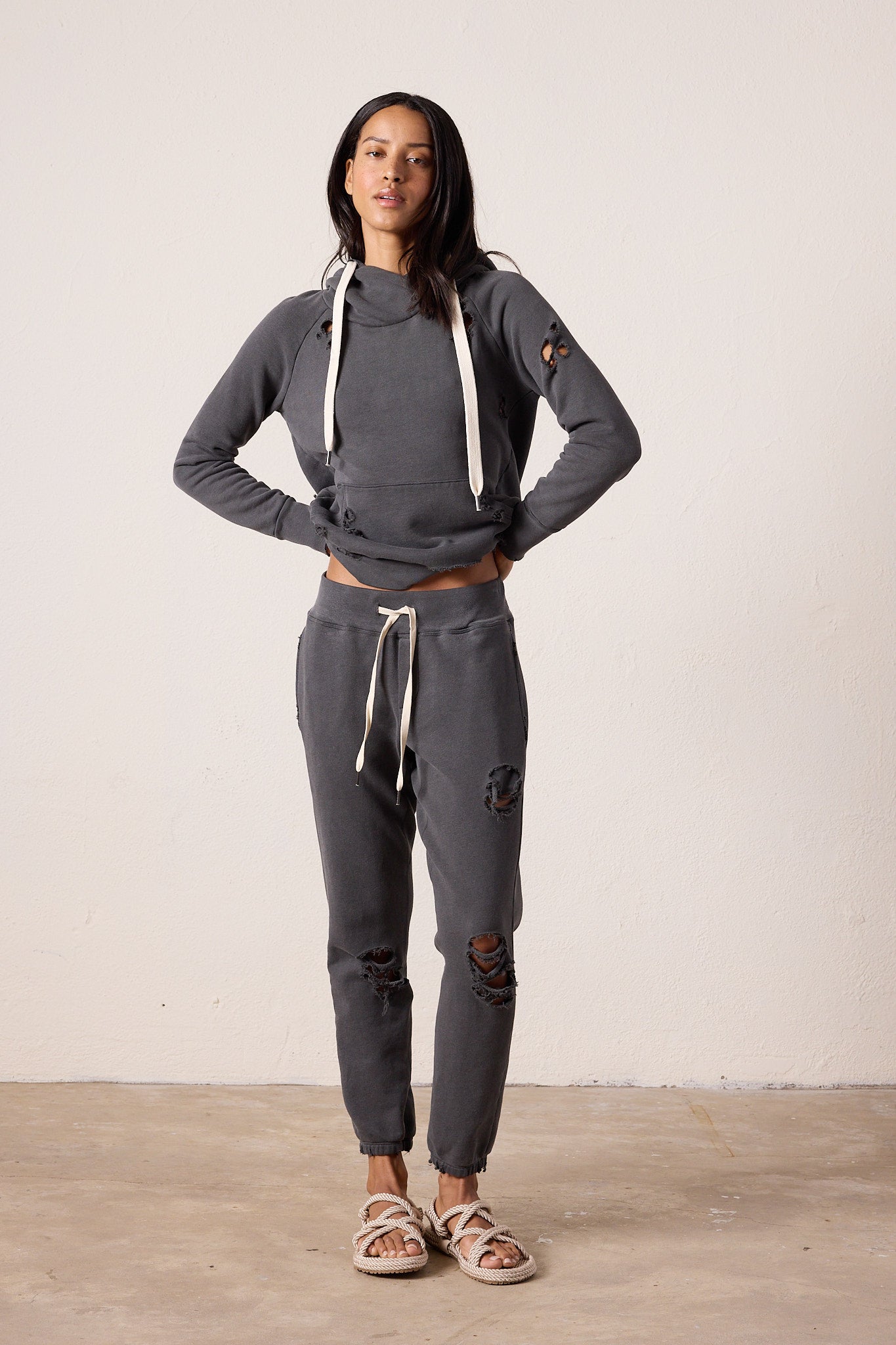 Sayde Slim Destroyed Loop Terry Sweatpant