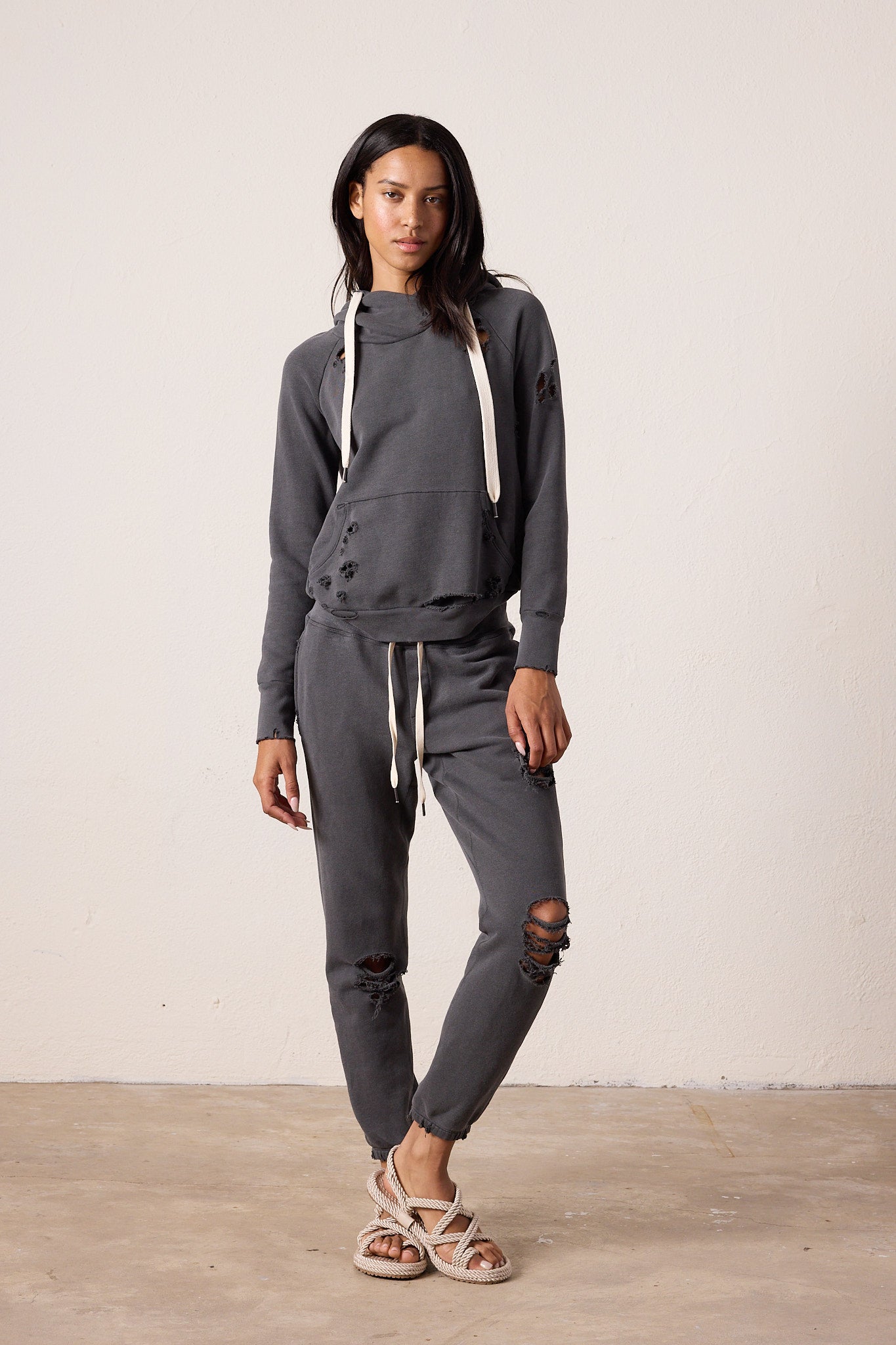 Sayde Slim Destroyed Loop Terry Sweatpant