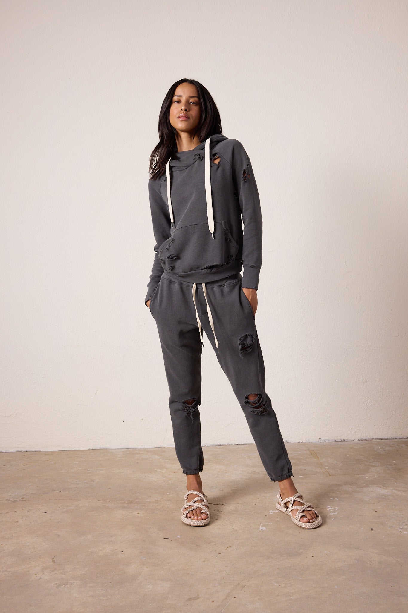 Sayde Slim Destroyed Loop Terry Sweatpant