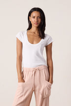 Gia Fitted U Neck Baby Rib Tee