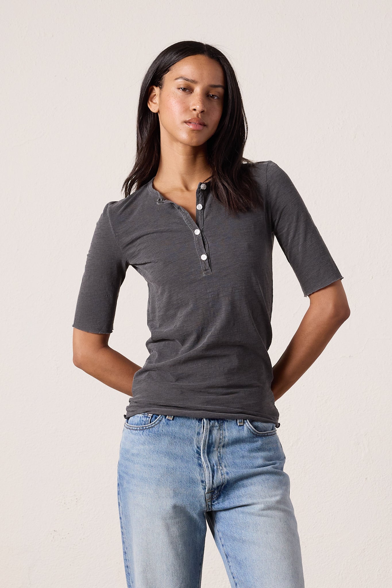 James Fitted Slub Jersey Henley