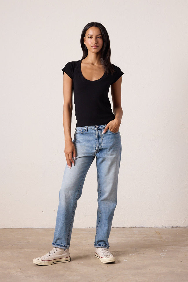 Gia Fitted U Neck Baby Rib Tee Main Image