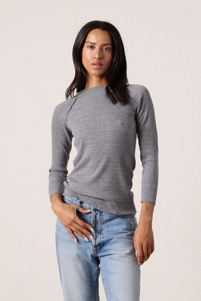 Aria Fitted Melange Rib Raglan Tee Hover Image