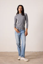 Aria Fitted Melange Rib Raglan Tee