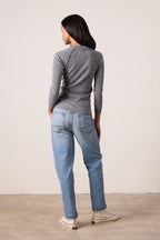 Aria Fitted Melange Rib Raglan Tee