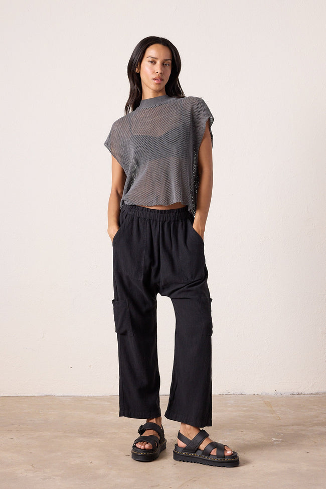 Shailey Paperbag Waist Linen Viscose Pant Hover Image