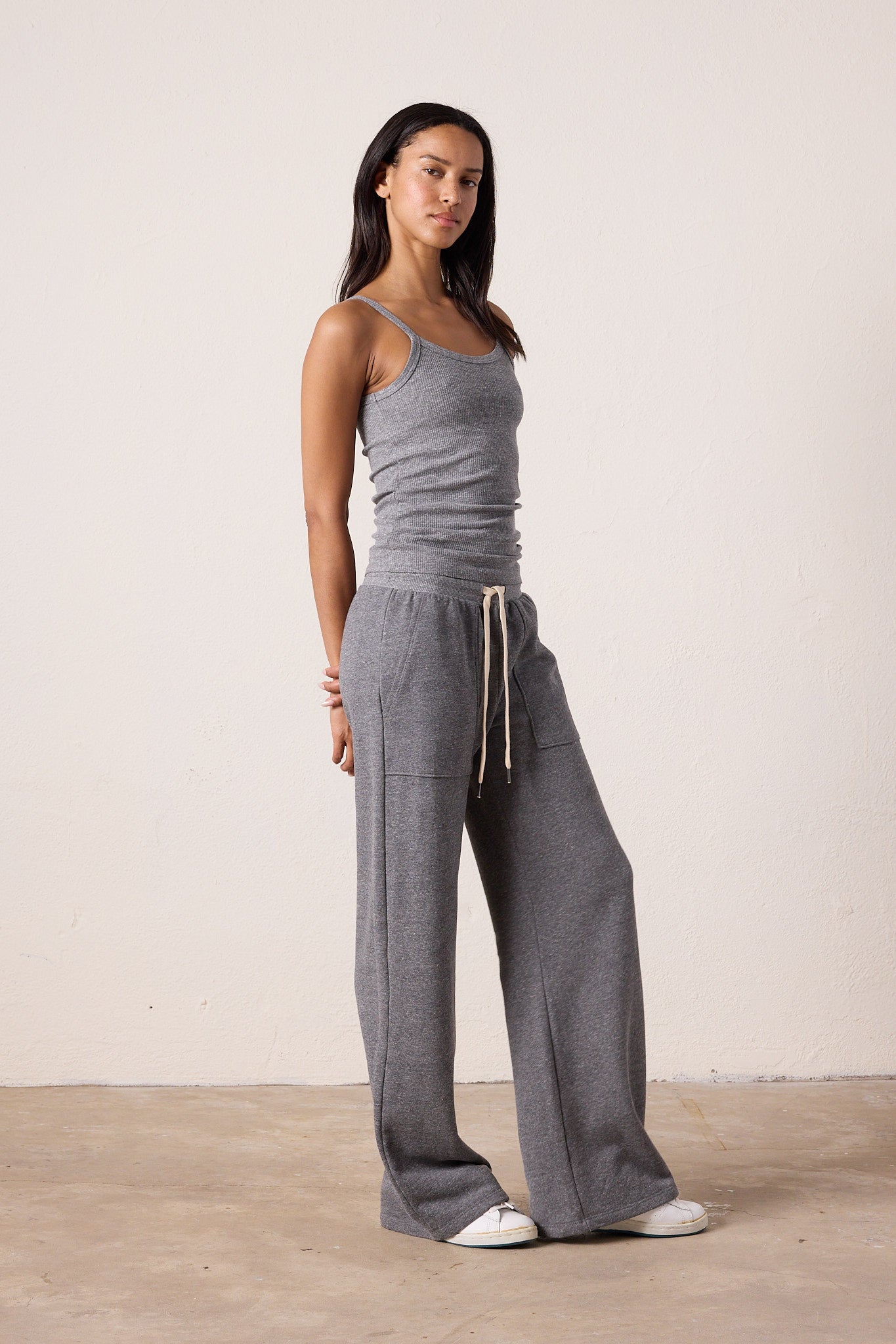 Kai Fitted Melange Rib Cami Tank