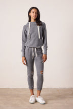 Sayde Slim Destroyed Melange Terry Sweatpant