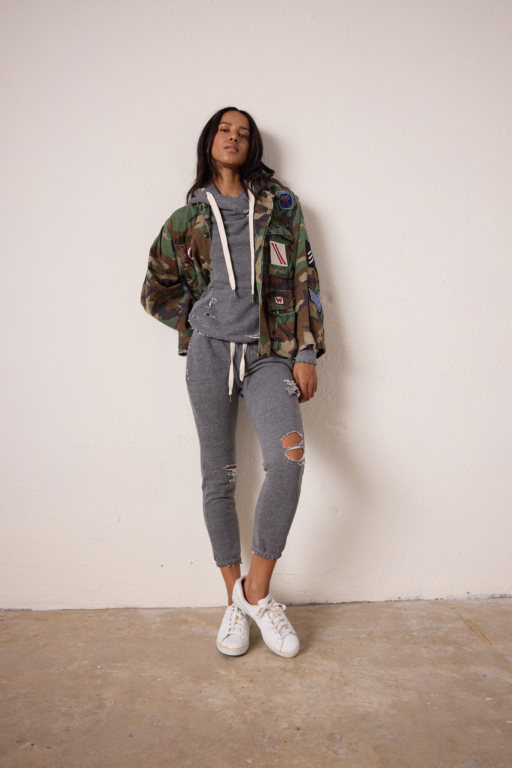 Sayde Slim Destroyed Melange Terry Sweatpant