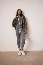 Sayde Slim Destroyed Melange Terry Sweatpant