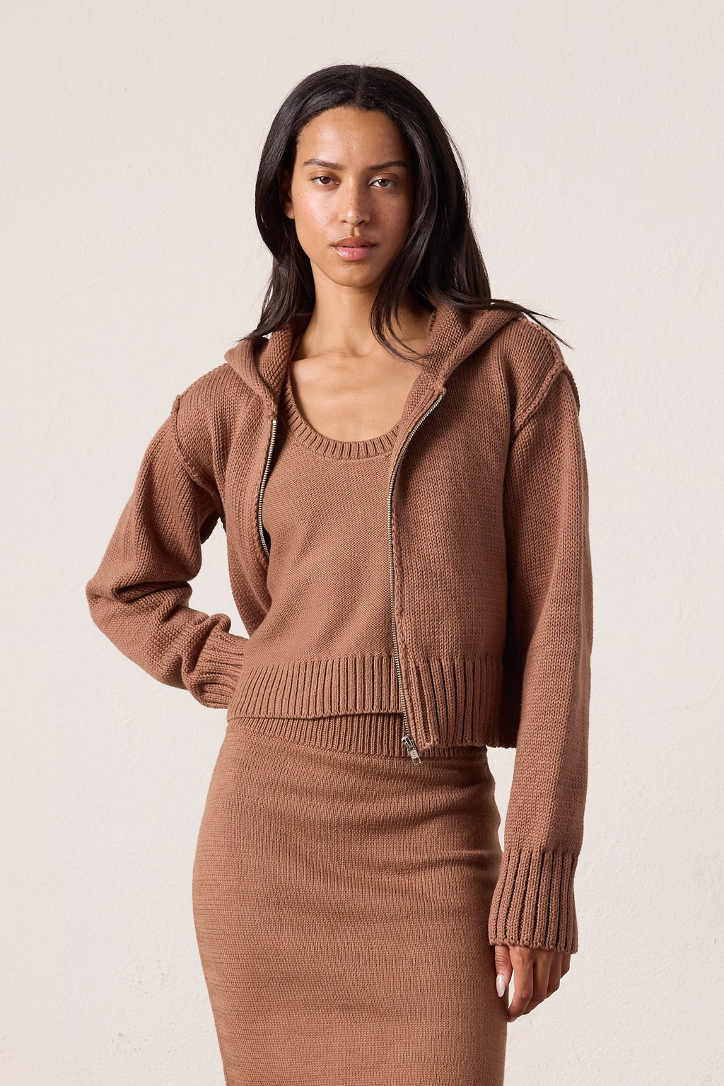 Mills Shrunken Cotton Zip Hoodie Sweater