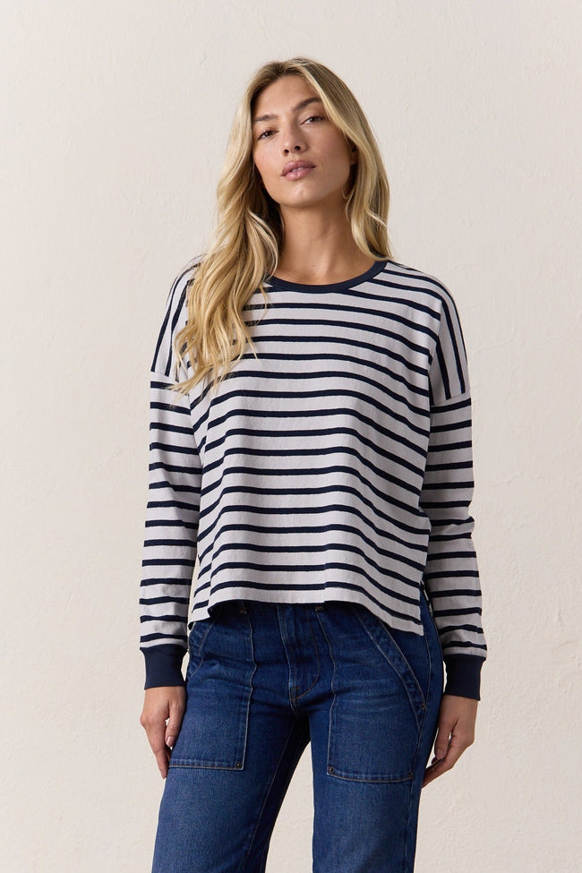 Abby Loose Fit Stripe Slub Jersey Tee Hover Image