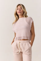 Daryl Boxy Mesh Mock Neck Tee